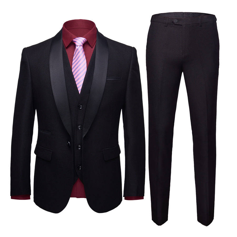 Korean Slim Fit Groom Suit in Dark Grey