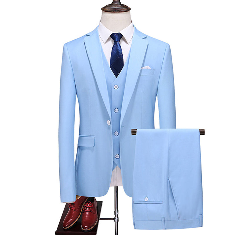 Three-piece suit solid color