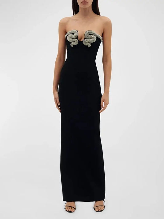 Luxury Crystal Snake Bandage Dress