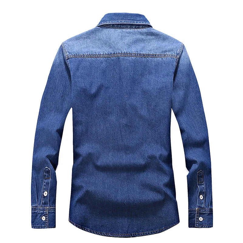 Men's Fashion Autumn Slim Long Sleeve Cowboy Shirt