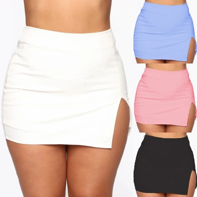 Retro Chic: 2021 Summer Front Split Mini Skirt