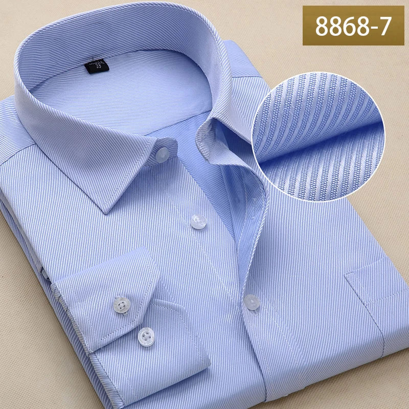 Blue Formal Square Collar Dress Shirt