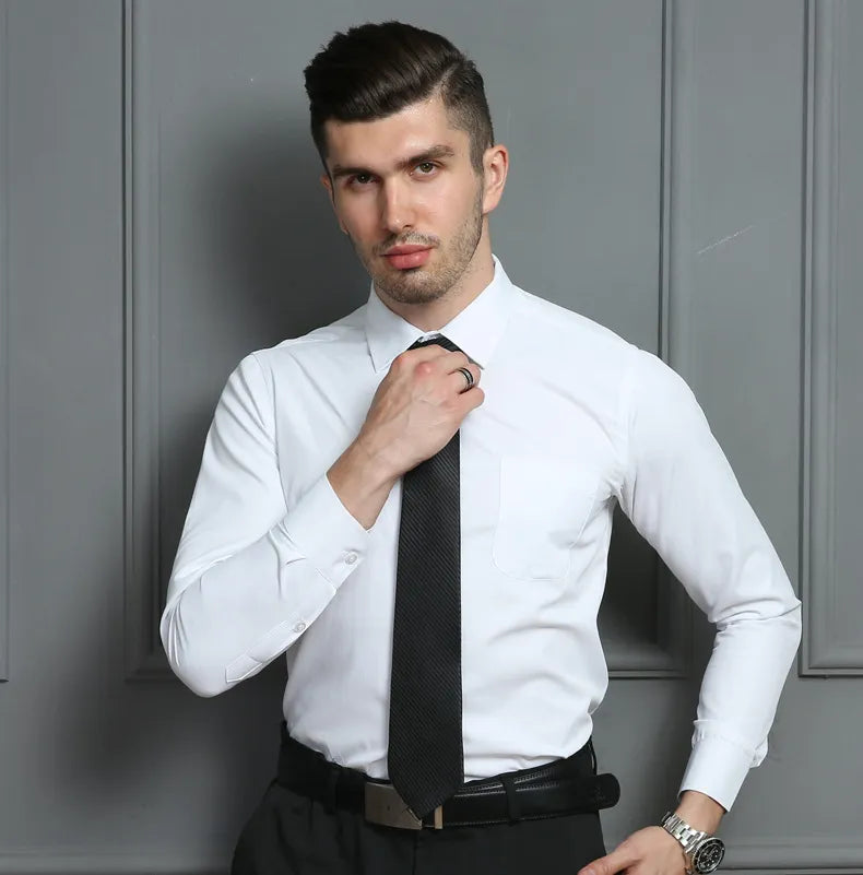 Blue Formal Square Collar Dress Shirt