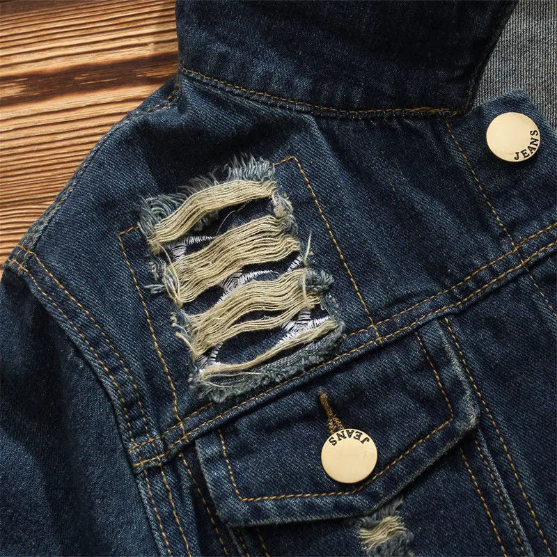 Men's Vintage Ripped Jean Jacket