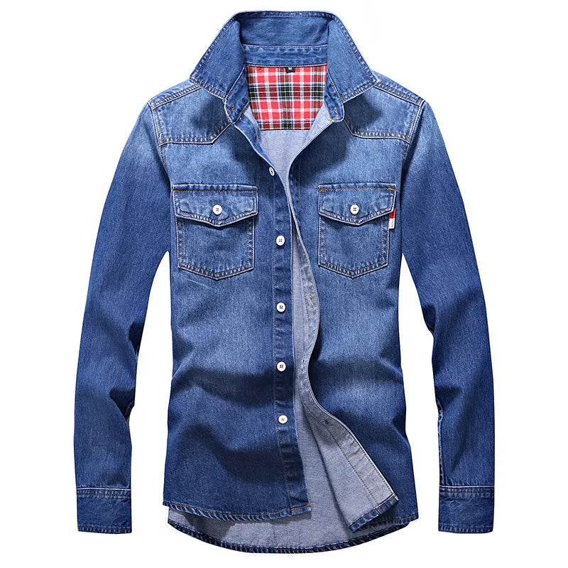 Men's Fashion Autumn Slim Long Sleeve Cowboy Shirt