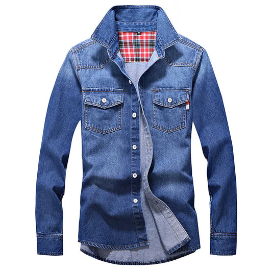 Men's Fashion Autumn Slim Long Sleeve Cowboy Shirt