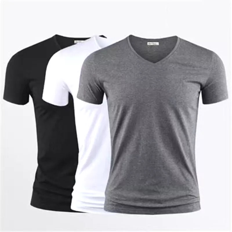 Pure Color V-Neck Men's T-Shirt