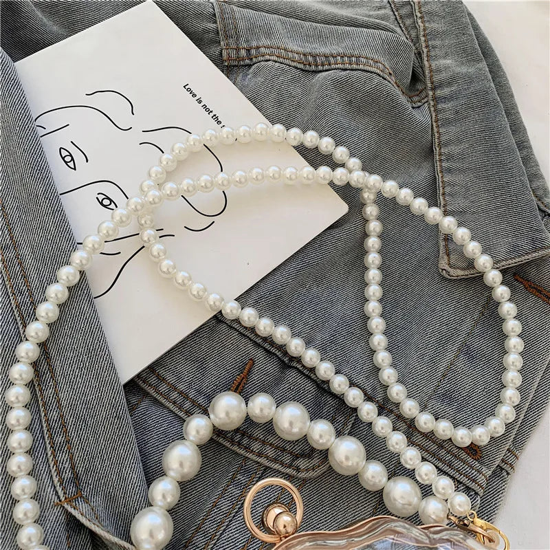 2024 New Transparent Pearl Chain Clutch