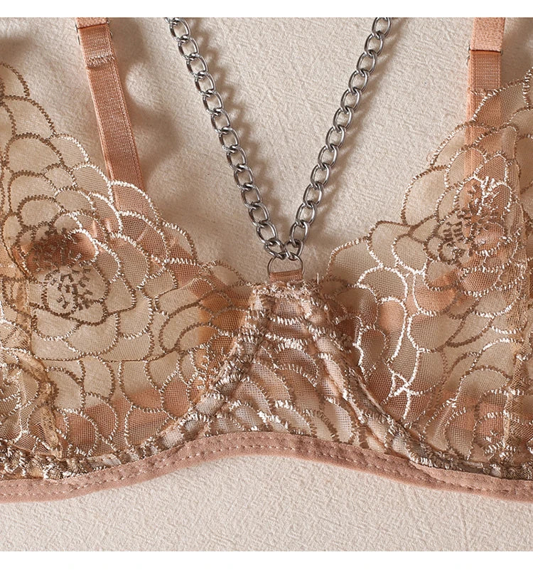 Felinus Elegance: 4-Piece Embroidery Lingerie Set