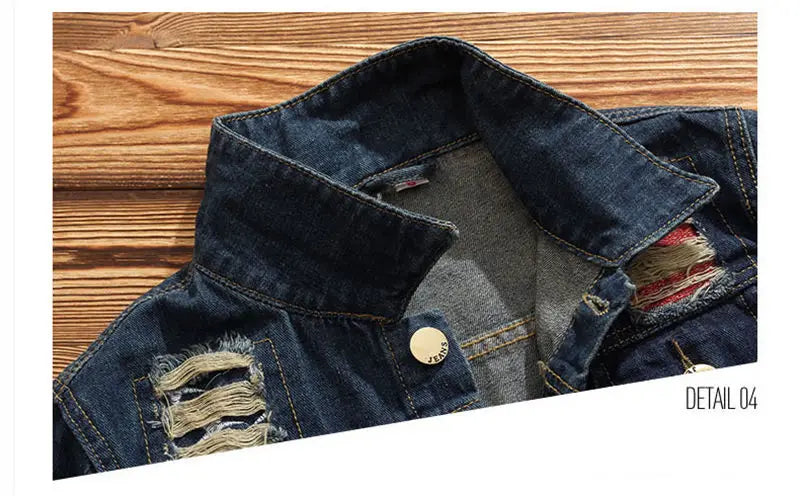 Men's Vintage Ripped Jean Jacket