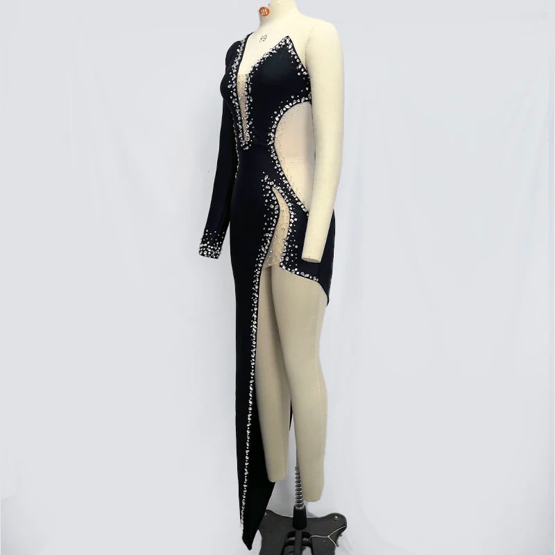 Black Diamond Strapless Luxury Long Dress