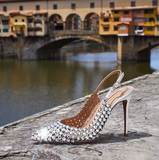 Rhinestone Pointed Toe Wedding Heels 2024