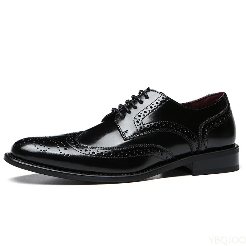 Business Brogue Shoes - Genuine Leather Lace-up