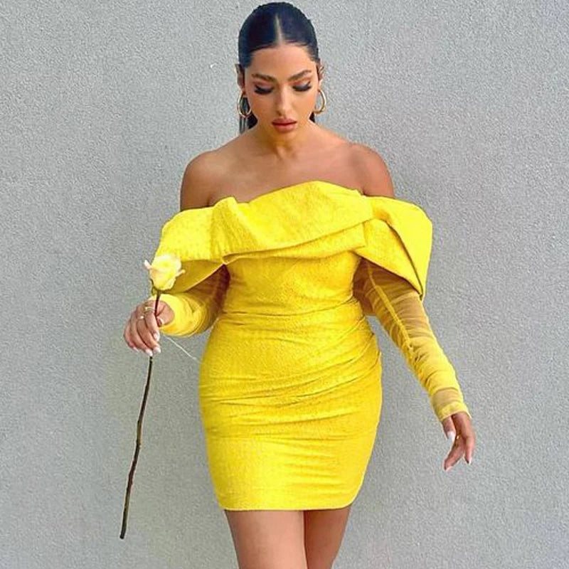 Off-Shoulder Bubble Mini Dress