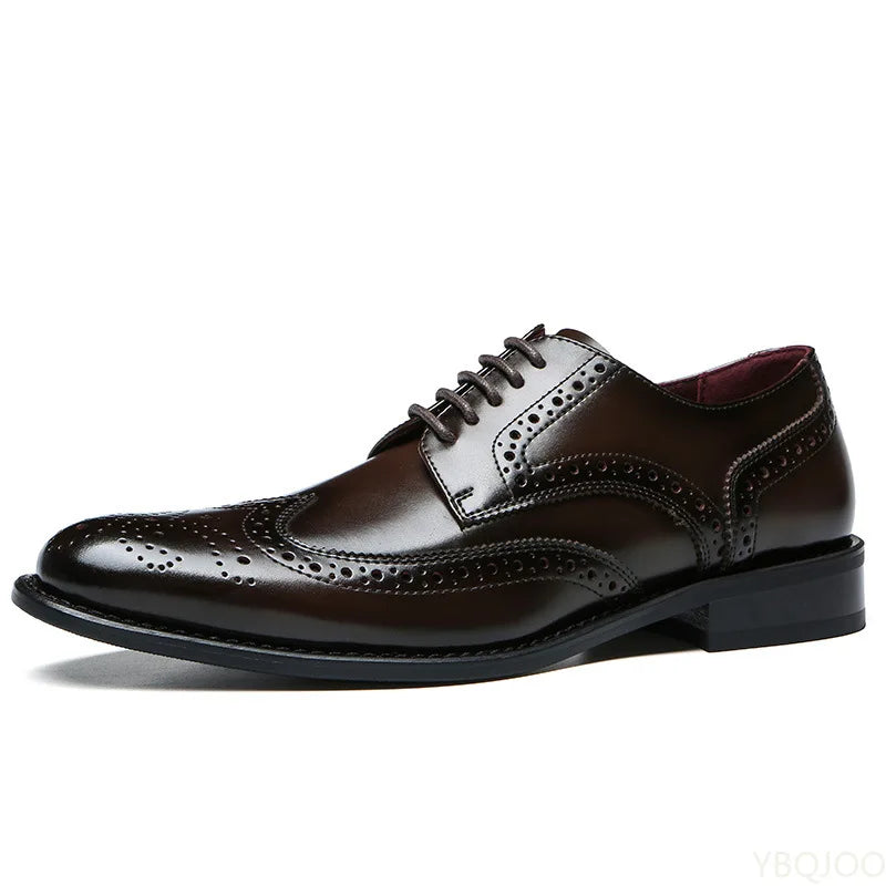 Business Brogue Shoes - Genuine Leather Lace-up