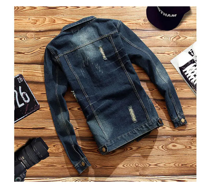 Men's Vintage Ripped Jean Jacket