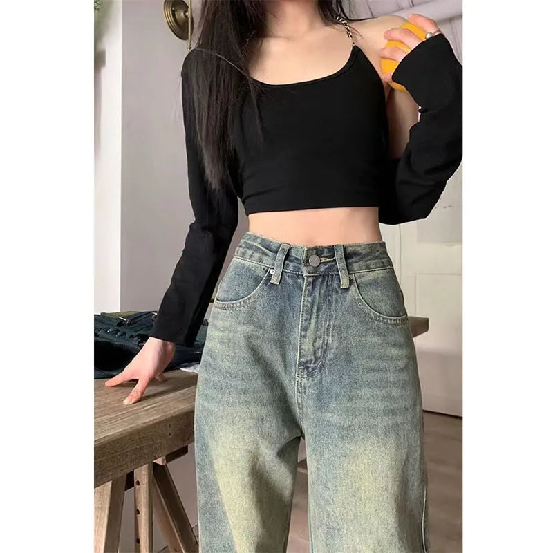 RetroChic Vintage 90s Wide Leg Jeans