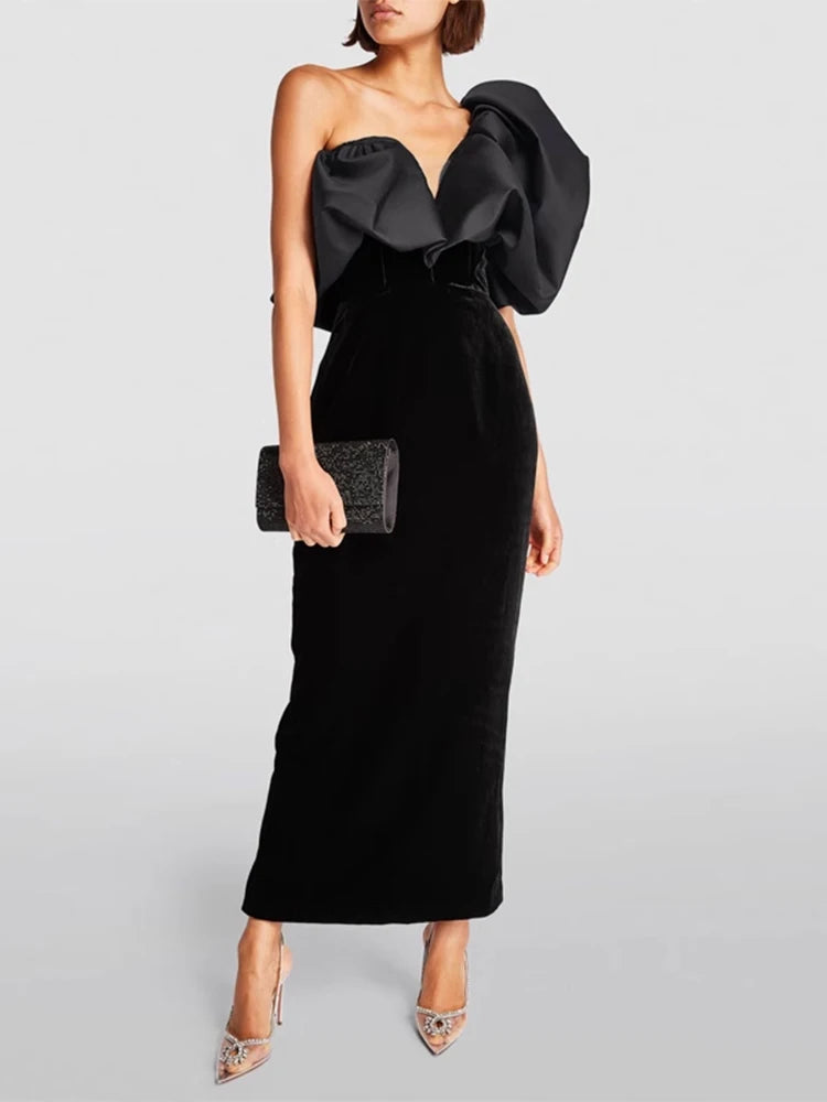 Simplicity: Solid Diagonal Collar Backless Dress