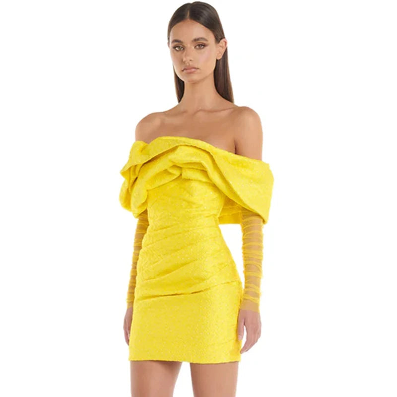 Off-Shoulder Bubble Mini Dress