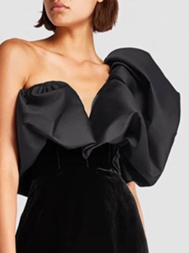 Simplicity: Solid Diagonal Collar Backless Dress