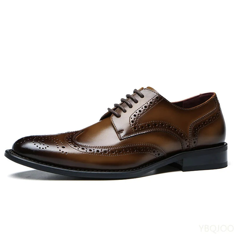 Business Brogue Shoes - Genuine Leather Lace-up