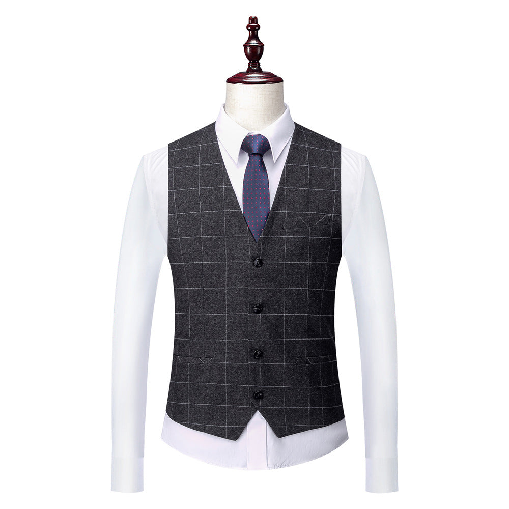 Korean Slim Fit Groom Suit in Dark Grey