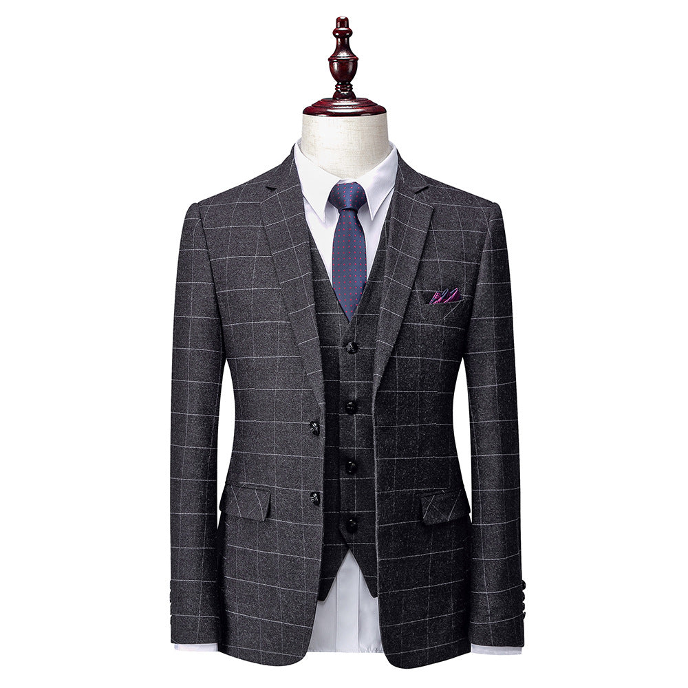 Korean Slim Fit Groom Suit in Dark Grey