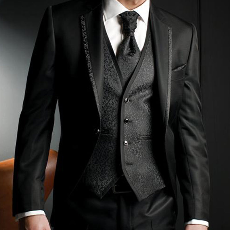 Trendy Slim Fit Men's Prom Dress in Black